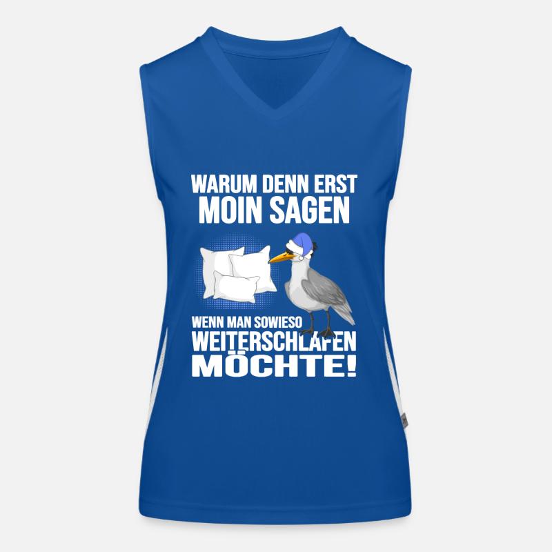 Küstenkind Moin moin Langschläfer Morgenmuffel Funktionelles Kontrast-Tank Top für Frauen