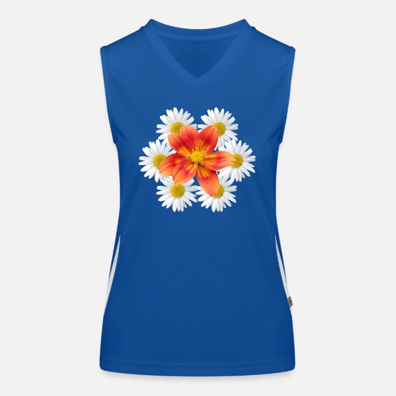Margeriten mit oranger Blüte Gänseblümchen Blume Funktionelles Kontrast-Tank Top für Frauen