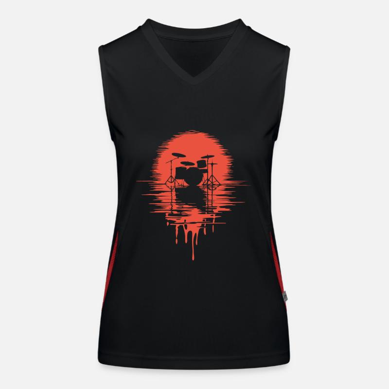 Drumset Silhouette Schlagzeug mit Spiegelung Funktionelles Kontrast-Tank Top für Frauen