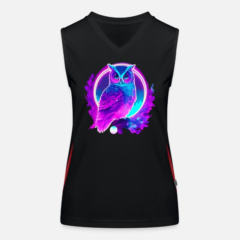 Owl Neon Moon Synthwave Débardeur respirant contrasté Femme