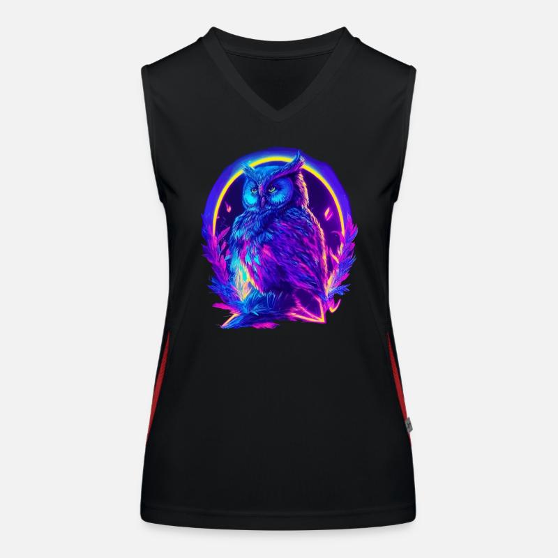 Mystiquement brillant hibou Neon Synthwave Débardeur respirant contrasté Femme