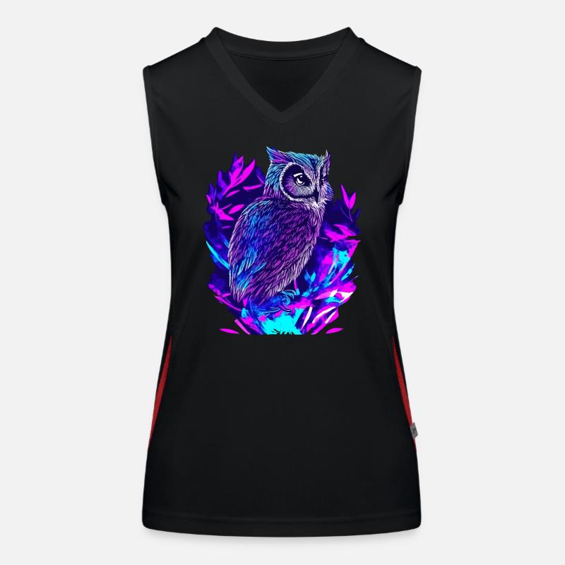 Neon Eule Psychedelische Eulen Kunst Funktionelles Kontrast-Tank Top für Frauen