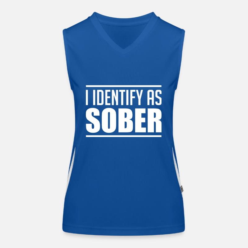 I identify as sober, and proud! Women's Functional Contrast Tank Top