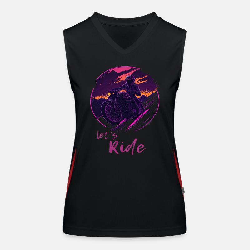 Let's Ride Synthwave Motorradfahrer Funktionelles Kontrast-Tank Top für Frauen