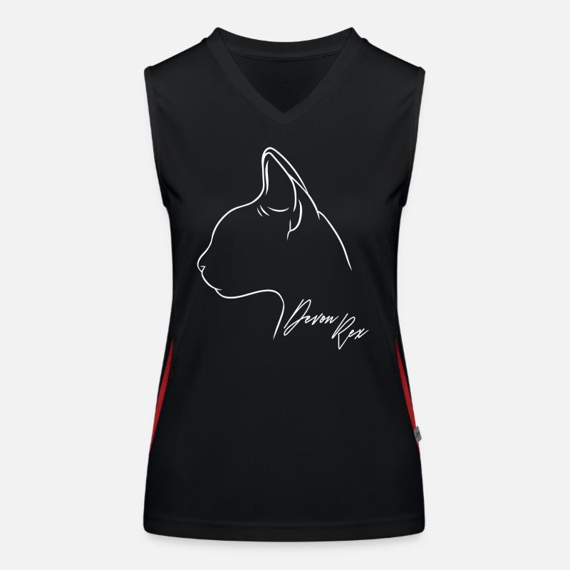 Devon Rex Profil Katzen Katze Wilsigns Funktionelles Kontrast-Tank Top für Frauen