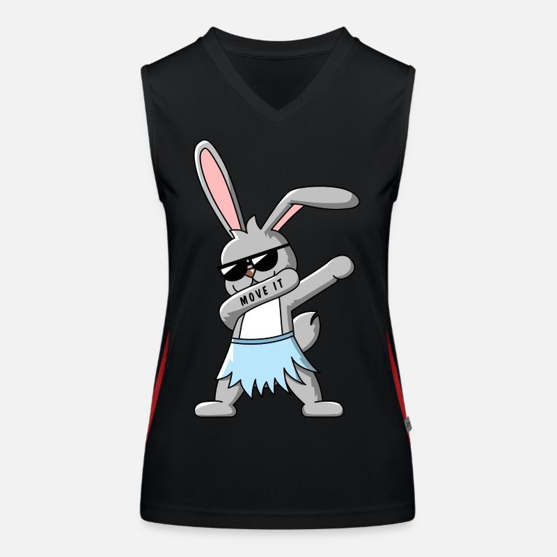 Dabbing Hase mit Hawaii Rock Design Geschenkidee Funktionelles Kontrast-Tank Top für Frauen