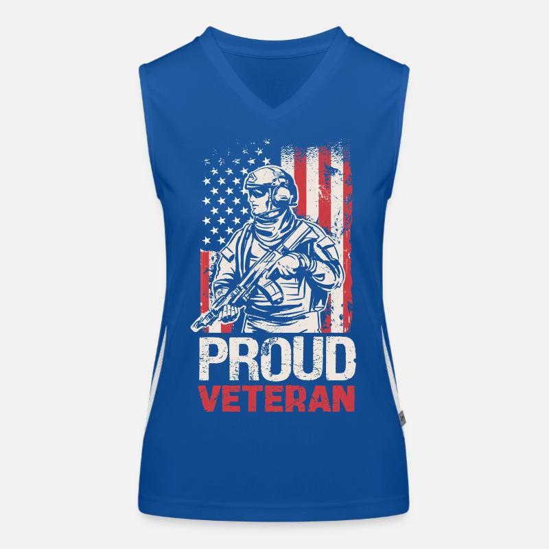 Proud veteran with US flag Women's Functional Contrast Tank Top