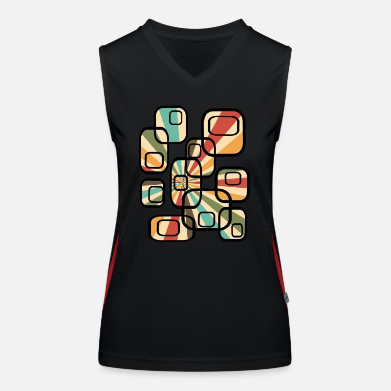 70s wallpaper pattern cuboid retro pattern Women's Functional Contrast Tank Top