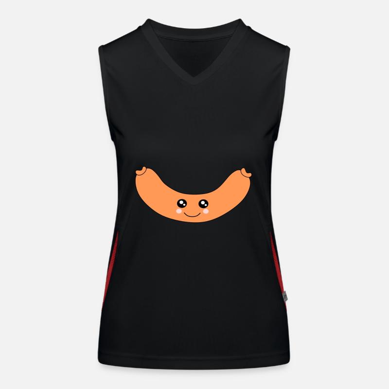 Kawaii, Wurst, Würstchen, Metzger Funktionelles Kontrast-Tank Top für Frauen