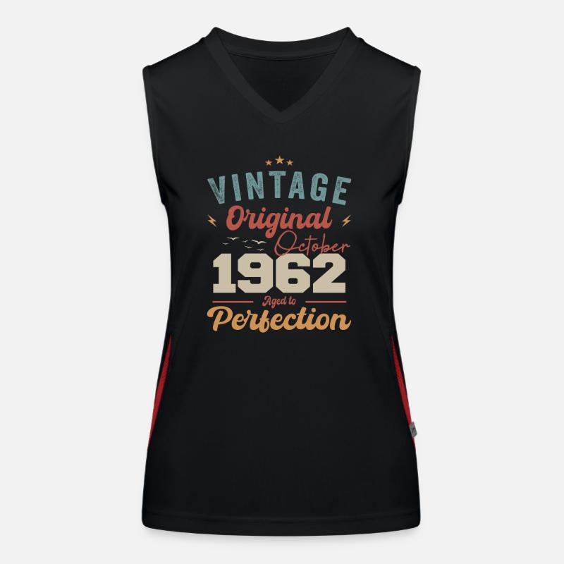 October 1962 Birthday Present 1962 October - Women's Functional Contrast Tank Top - black/red