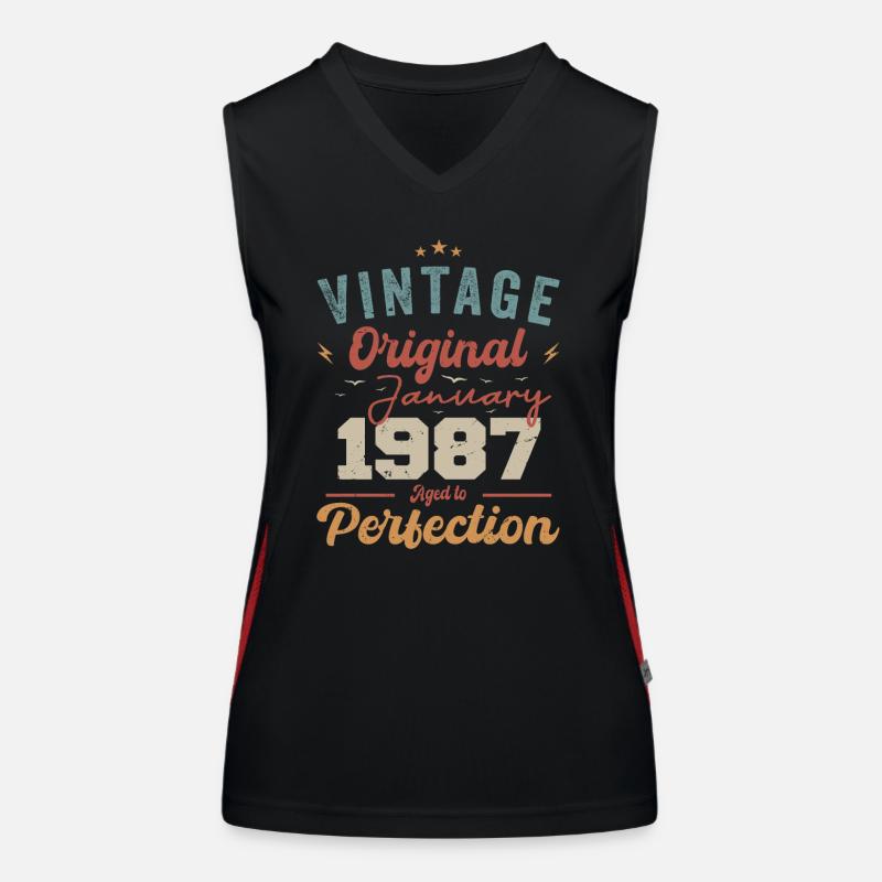 Januar 1987 Legende seit 37 Jahren Funktionelles Kontrast-Tank Top für Frauen
