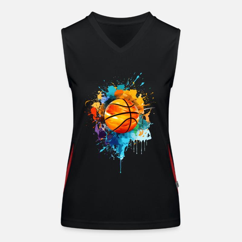 Peinture de basket-ball colorée Splash Splash Splash de couleur Débardeur respirant contrasté Femme