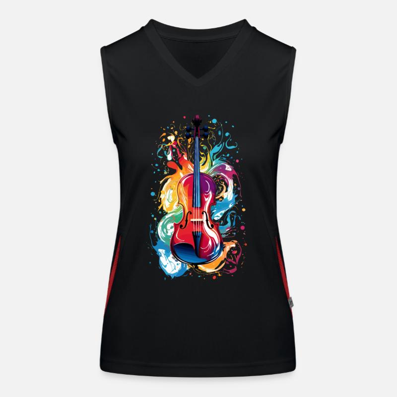 Cello Bunt Farbklecks Geige Farbspritzer Funktionelles Kontrast-Tank Top für Frauen