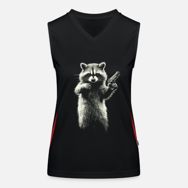 Waschbär mit Pistole Funktionelles Kontrast-Tank Top für Frauen