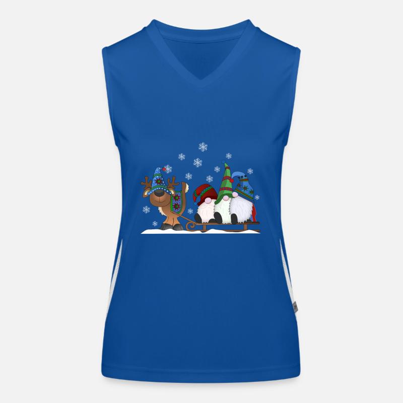 Weihnachtsgnome mit Rentierschlitten Funktionelles Kontrast-Tank Top für Frauen