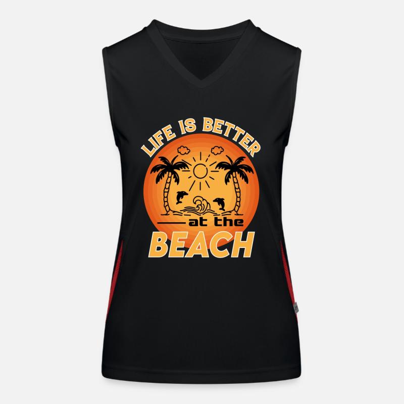 Strand Beach Urlaub Reise Life is better Women's Functional Contrast Tank Top