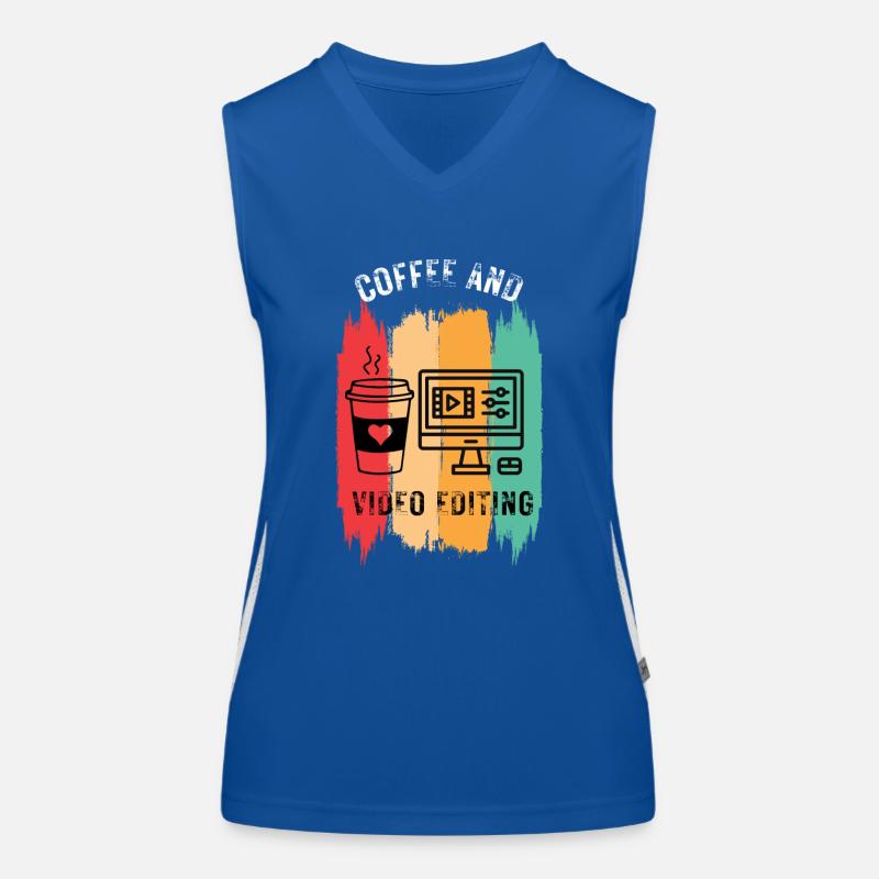 Coffee und Videobearbeitung|Video Cutter Funktionelles Kontrast-Tank Top für Frauen
