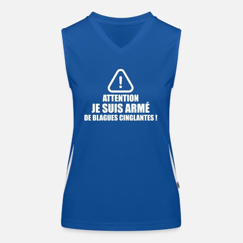Attention, Je Suis Armé De Blagues Cinglantes ! Débardeur respirant contrasté Femme