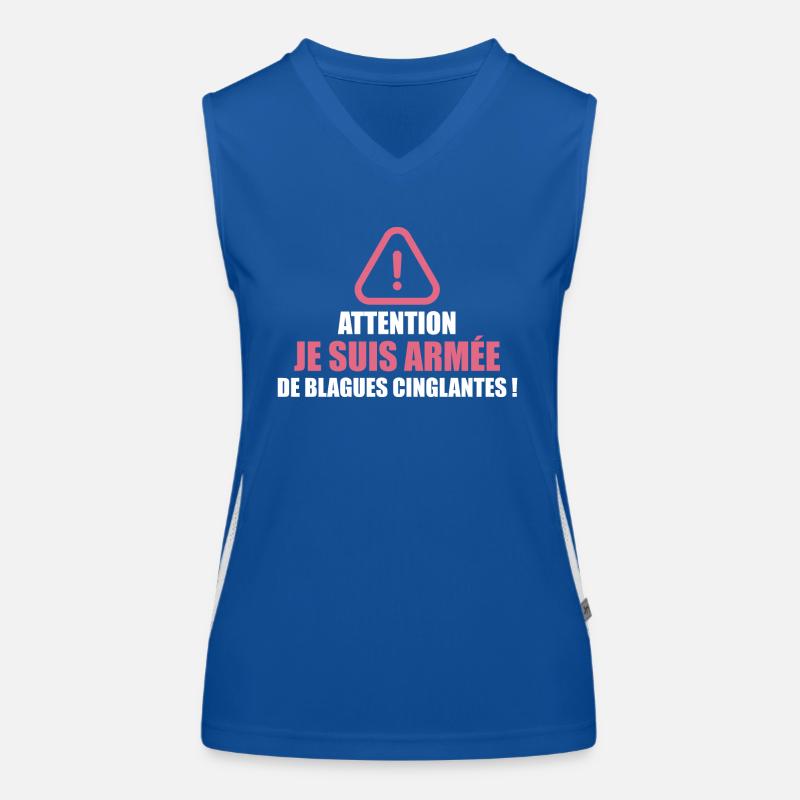 Attention, Je Suis Armée De Blagues Cinglantes ! Débardeur respirant contrasté Femme