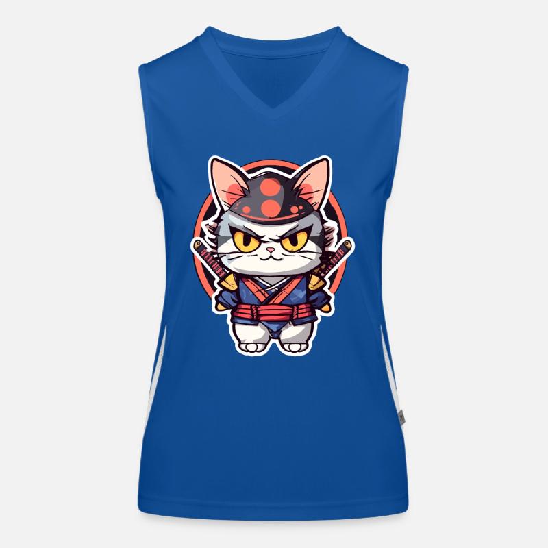 Samurai Cat #3 Women's Functional Contrast Tank Top