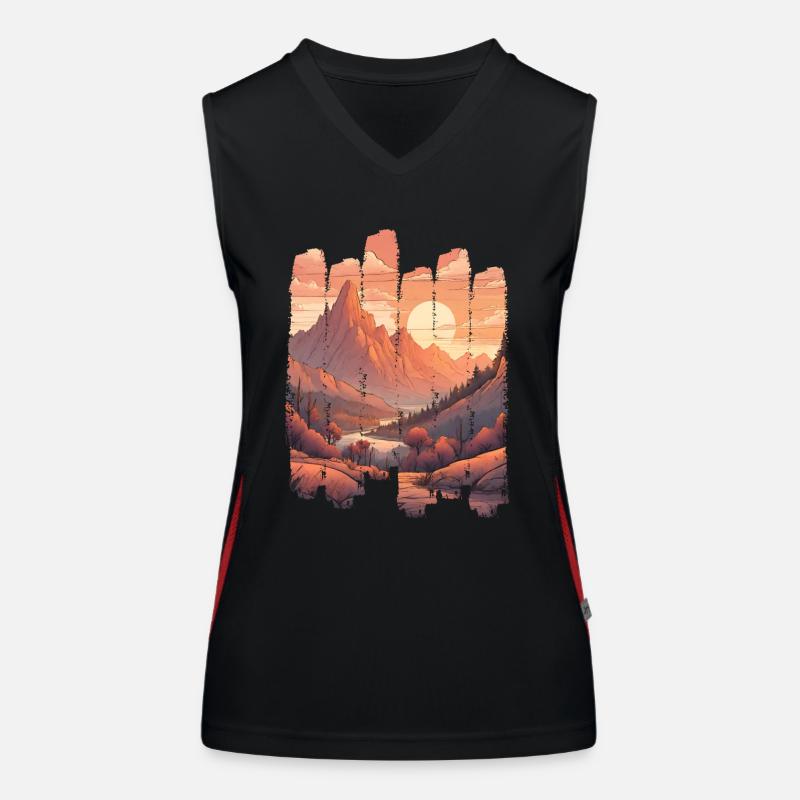 Natural Landscape Sunset Mountains Women's Functional Contrast Tank Top