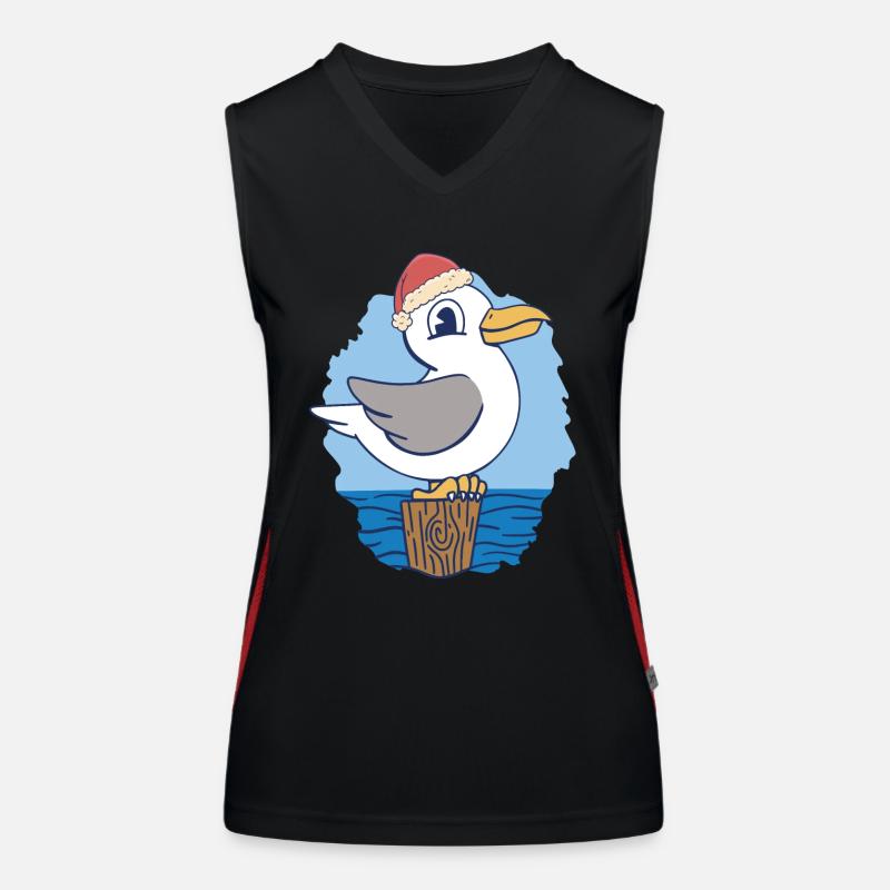 maritim Weihnachtsmann Nikolaus Möwe Möwen Funktionelles Kontrast-Tank Top für Frauen