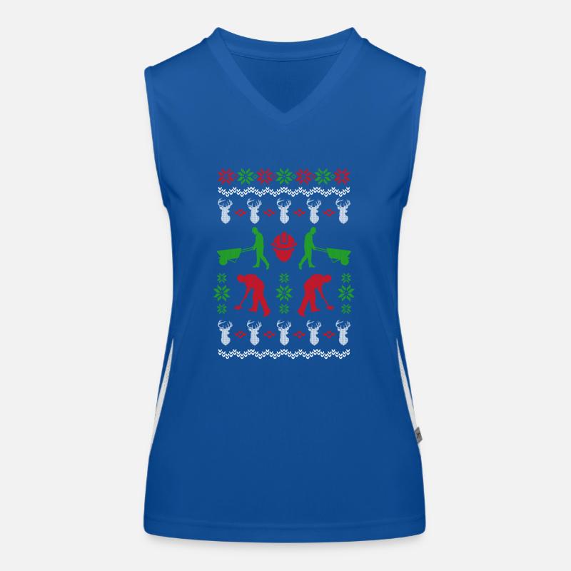 construction worker excavator ugly christmas Funktionelles Kontrast-Tank Top für Frauen