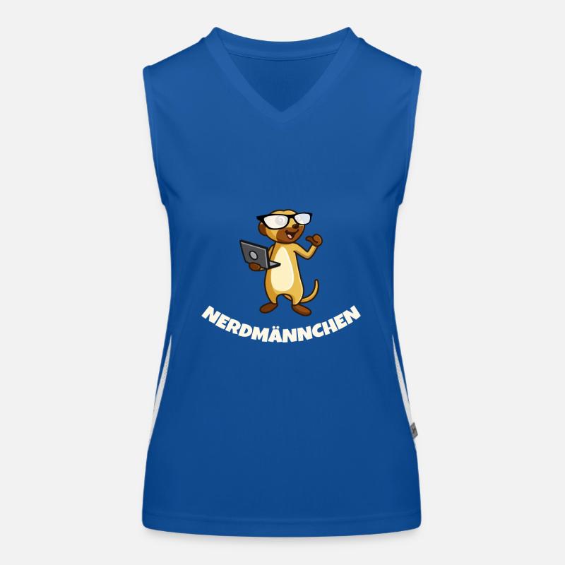 Nerd Erdmännchen mit Brille und Notebook Geschenk Funktionelles Kontrast-Tank Top für Frauen