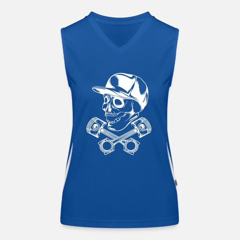 skull piston white Women's Functional Contrast Tank Top