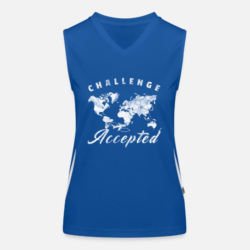 Challenge Accepted Gift World Map World Tour Women's Functional Contrast Tank Top