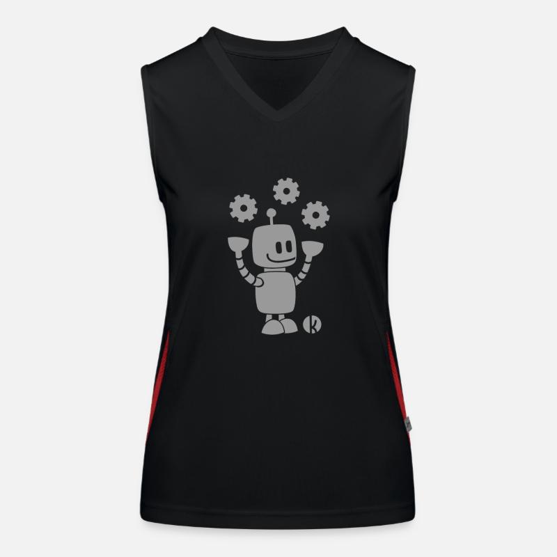 Funny Robot - Gears - Engineer Gifty Women's Functional Contrast Tank Top