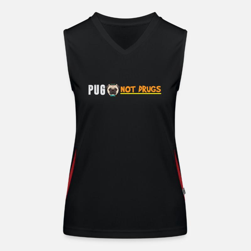 Mops Möpse Geschenk Gassi pugs not drugs Funktionelles Kontrast-Tank Top für Frauen