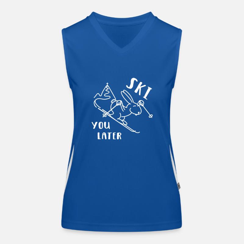 Ski You Later - snow hare ski slope funny Women's Functional Contrast Tank Top