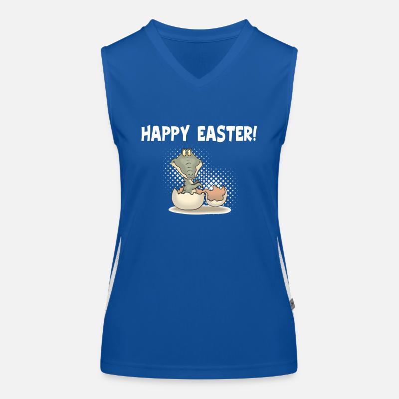 Happy Easter Dumbbell Day - Alligator Prank Women's Functional Contrast Tank Top