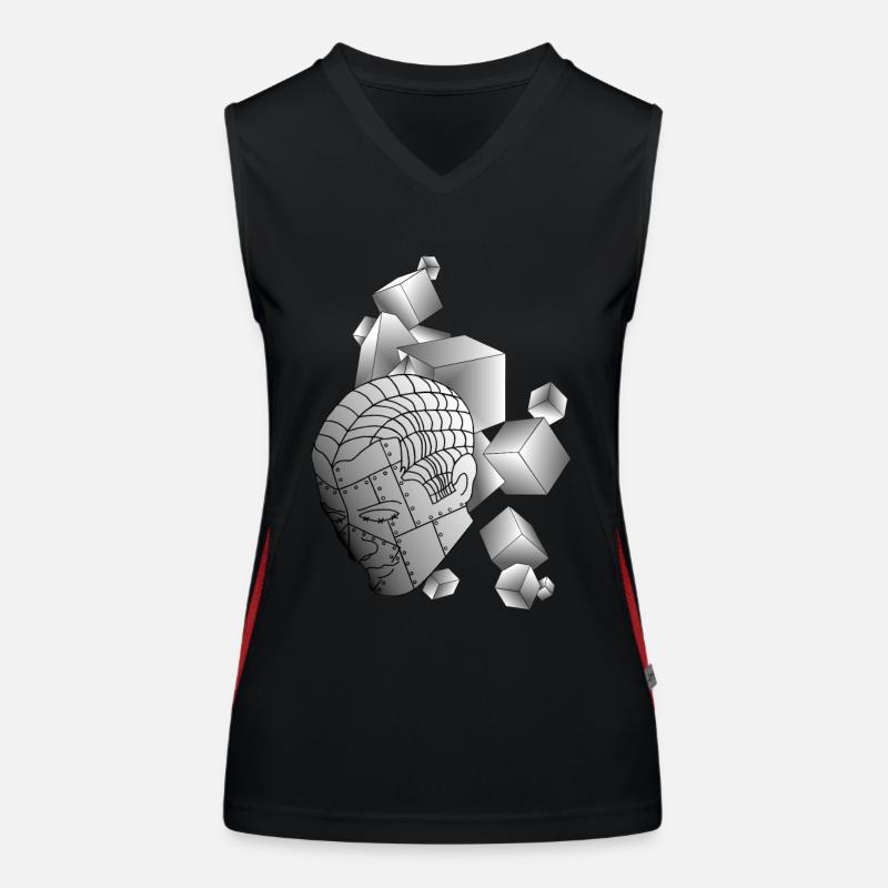 Robot with cube light grey Women's Functional Contrast Tank Top