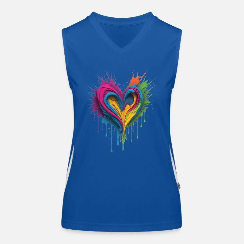 Herz aus flüssiger Farbe Funktionelles Kontrast-Tank Top für Frauen