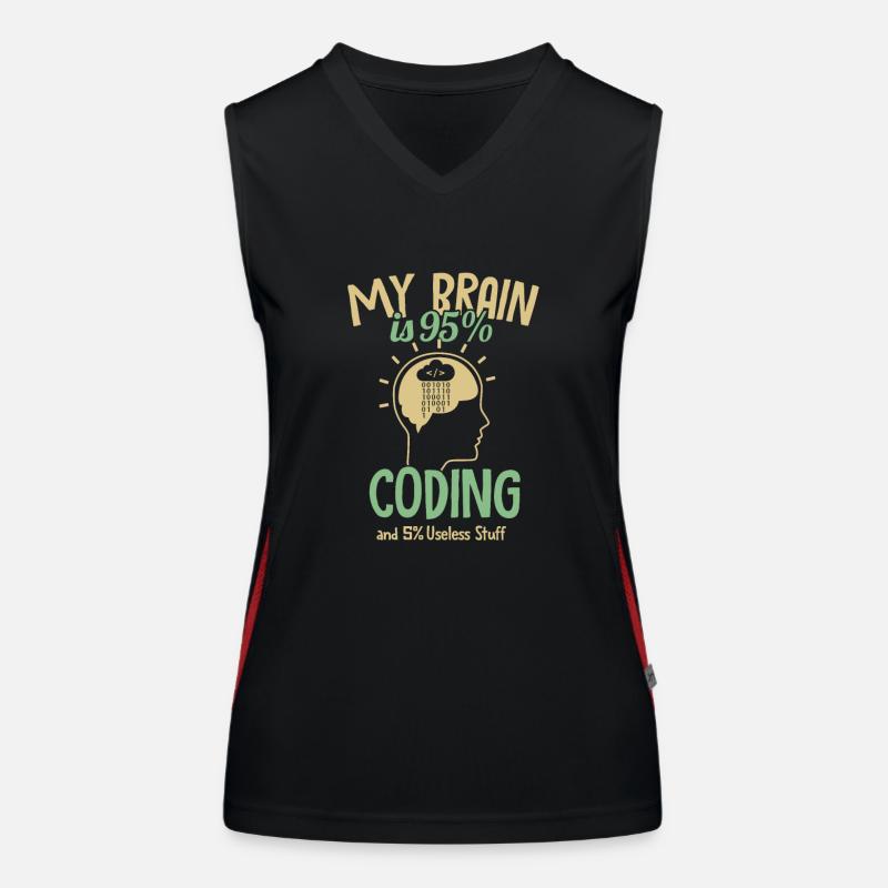 My Brain is 95% Coding Full Stack Coder Software Women's Functional Contrast Tank Top