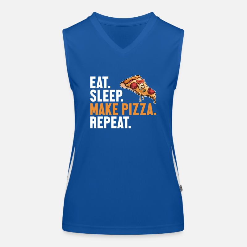 Eat Sleep Make Pizza Repeat Pizzablech Pizzaofen Funktionelles Kontrast-Tank Top für Frauen