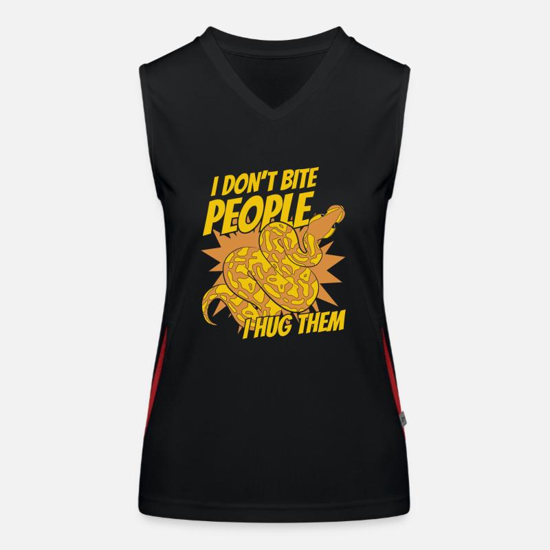 I Don't Bite People I Hug Them Python Banana Ball Funktionelles Kontrast-Tank Top für Frauen