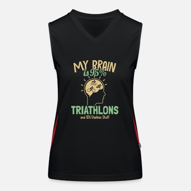 My Brain is 95% Triathlons Triathlet Training Funktionelles Kontrast-Tank Top für Frauen