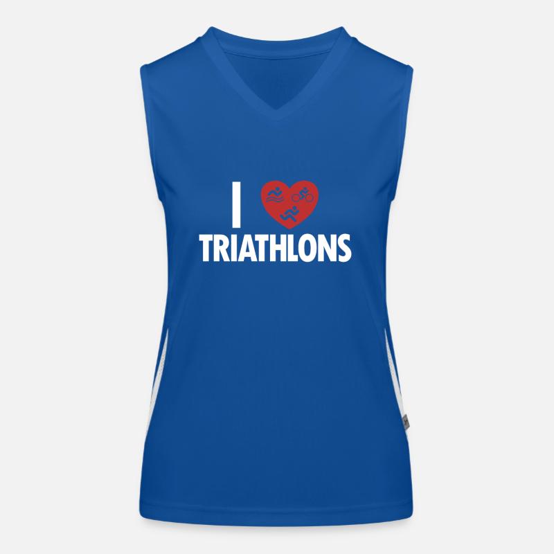 I love Triathlons Triathlonrad Triathlet Training Funktionelles Kontrast-Tank Top für Frauen