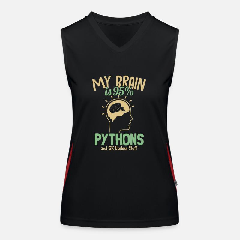 Mon cerveau est composé à 95% de pythons Python Snake Banana Débardeur respirant contrasté Femme