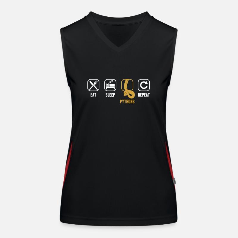 Eat Sleep Pythons Repeat Python Schlange Banana Funktionelles Kontrast-Tank Top für Frauen