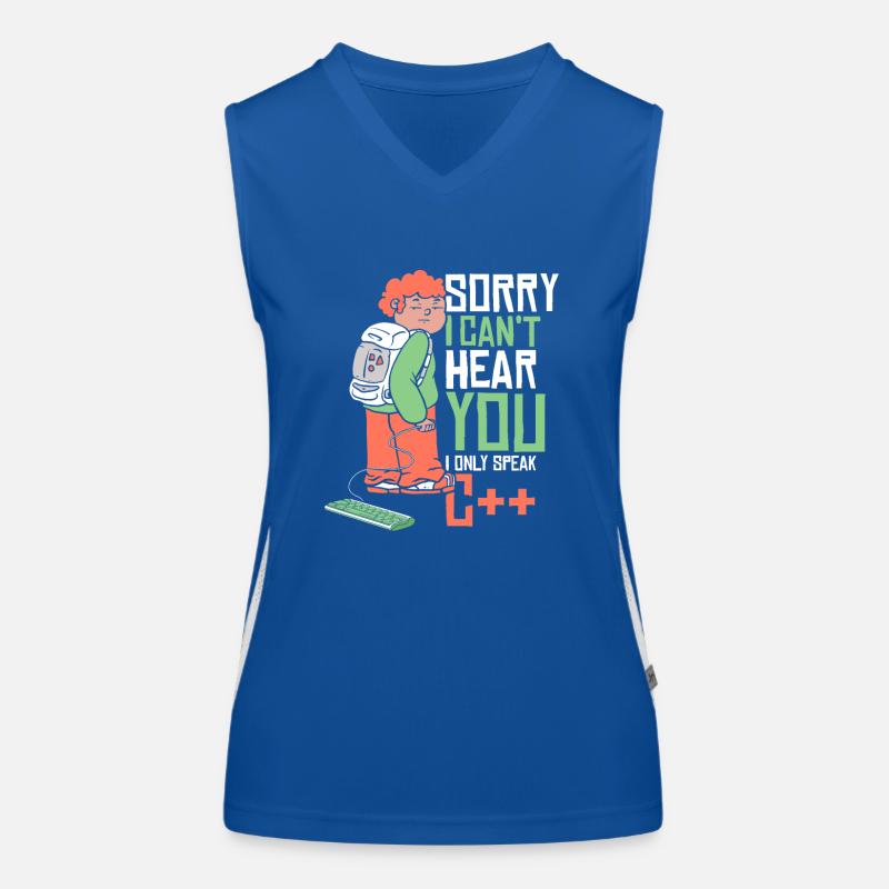 Can't Hear You Only Speak C++ Developer Coder Funktionelles Kontrast-Tank Top für Frauen