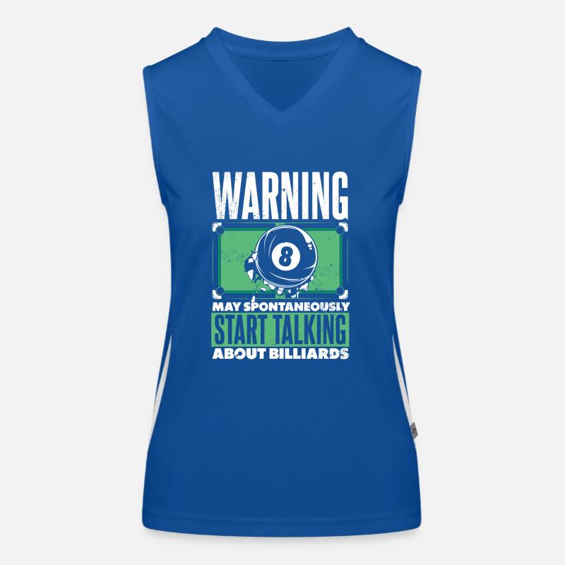 Warning May Start Talking About Billards Snooker Funktionelles Kontrast-Tank Top für Frauen