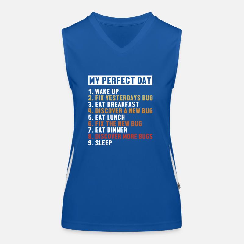 Fix Bugs Perfect Day Developer Coder Programmierer Funktionelles Kontrast-Tank Top für Frauen