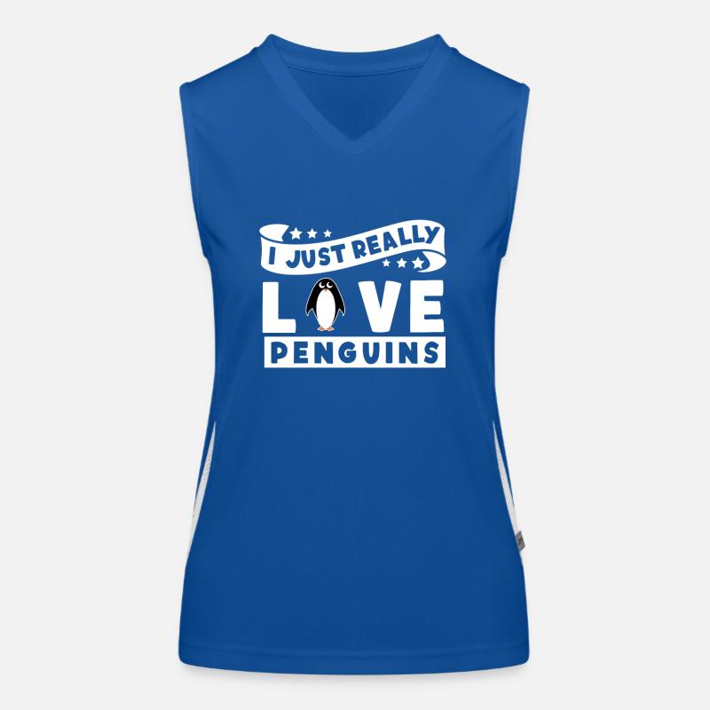 I Really Love Penguins Seevogel Königspinguin Funktionelles Kontrast-Tank Top für Frauen