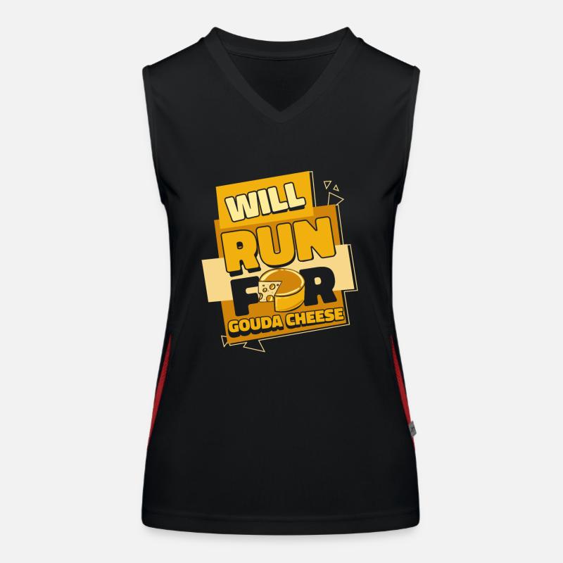 Will Run For Gouda Cheese Queso Cheesemonger Women's Functional Contrast Tank Top