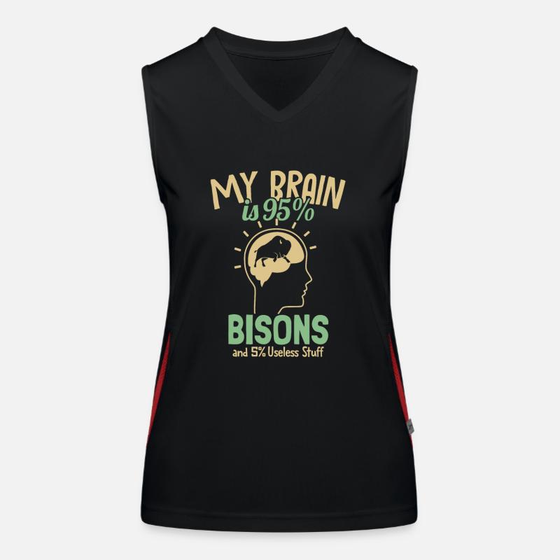 Mon cerveau est composé à 95 % de bisons Bisons de bison d’Amérique de Buffalo Débardeur respirant contrasté Femme
