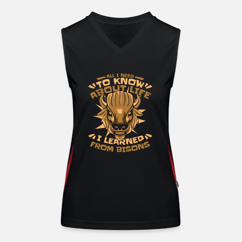 I Learned From Bisons Buffalo American Bison Women's Functional Contrast Tank Top